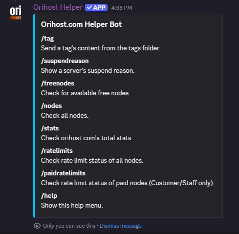 Orihost Helper (Internal Staff Bot)